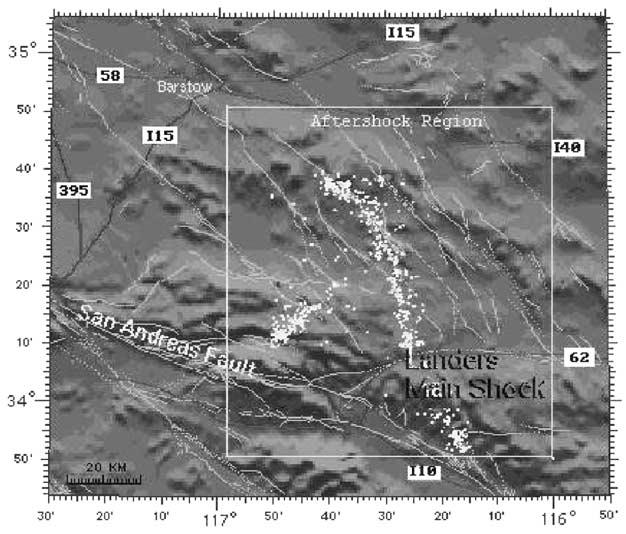 ESE 17-8 BOSL AND NUR: AFTERSHOCKS AND PORE FLUID DIFFUSION Figure 3. Sketch of the Mojave region where the Landers earthquake occurred.