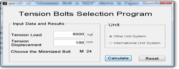 196 Figure 8: Results of Bolt Selections 5. Examples of Engineering Application In XXX pipe-pile production line, the tension load of plate chain conveyor is 60kN and the tension displacement is 0.1m.