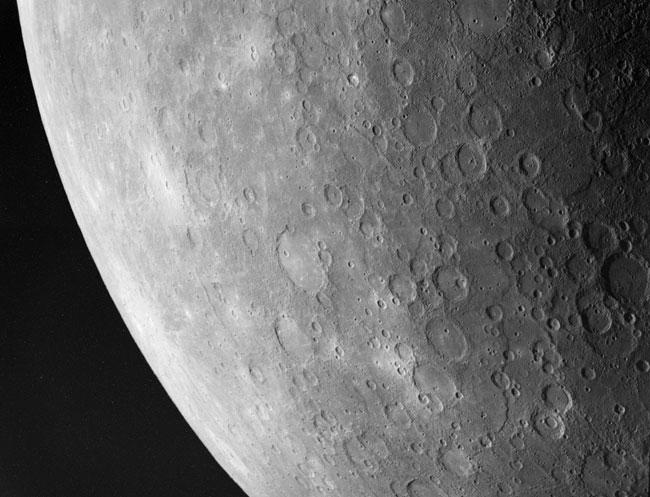 Note that craters on Mercury look flatter, with lower rims than those on