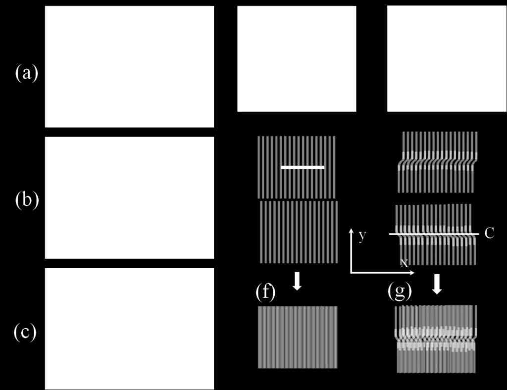 Figure 3.4 Micrographs of defects in micro-channel complementary surfaces. All three samples shown above have the same channel depth and width, d = w p = 10 µm. Channel spacings c are (a) 20 µm.