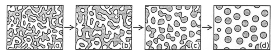 Chapter 2 Literature Review Figure 2.15 Schematic representation of the change in phase separation with time for a binary mixture undergoing spinodal decomposition [112].