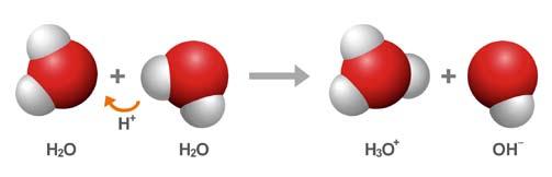 Explain it with atoms & molecules 7. The chemical formula for water is H 2 O. Sometimes two water molecules can bump into each other and form the ions H 3 O + and OH.