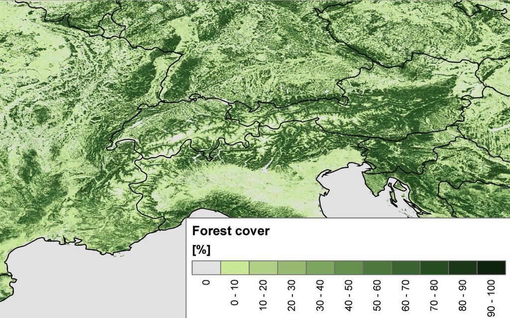 Forest cover in the alpine region Forest resources are an important asset throughout the Alps that can be found at low and medium-high altitude.