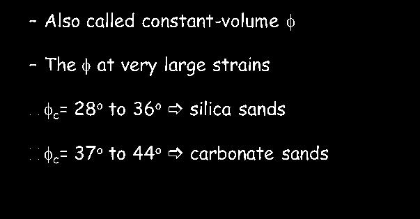 Ch. 5 - Strength and Stiffness of Sand Page 9 Critical State Friction Angle What friction angle do we use for