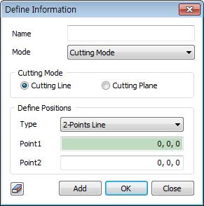 The Cutting Plane option calculates flow quantity from nodes within the 'Search Tolerance' by defining 3-Points Plane directly or selecting Plane.