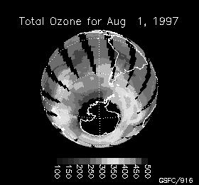 The 1997 Ozone Hole Global Total Ozone Change Ozone Hole Depletion Long Antarctic winter (May through September) The
