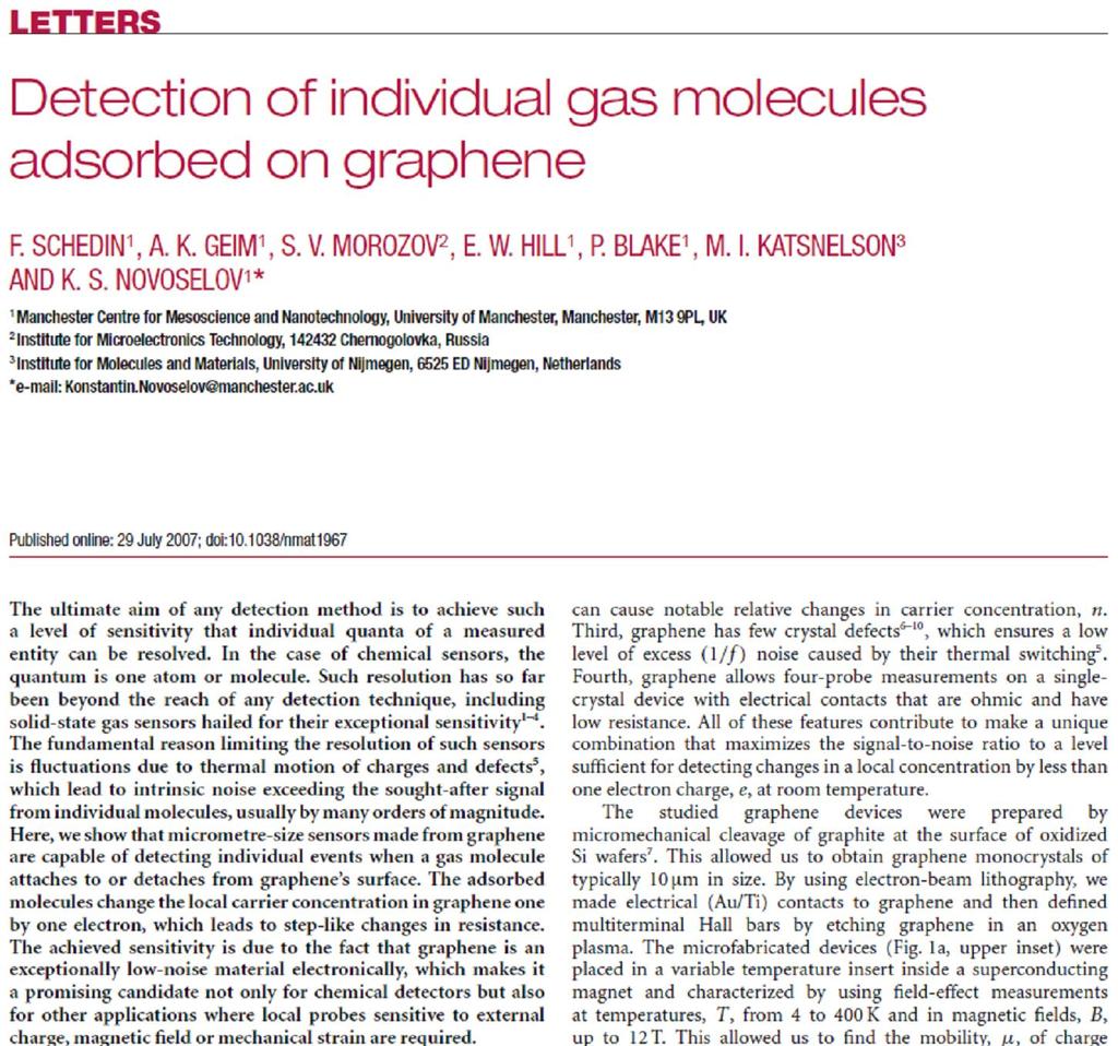 Sharp Electric Field Effect in Graphene GFET insulator graphene V gate