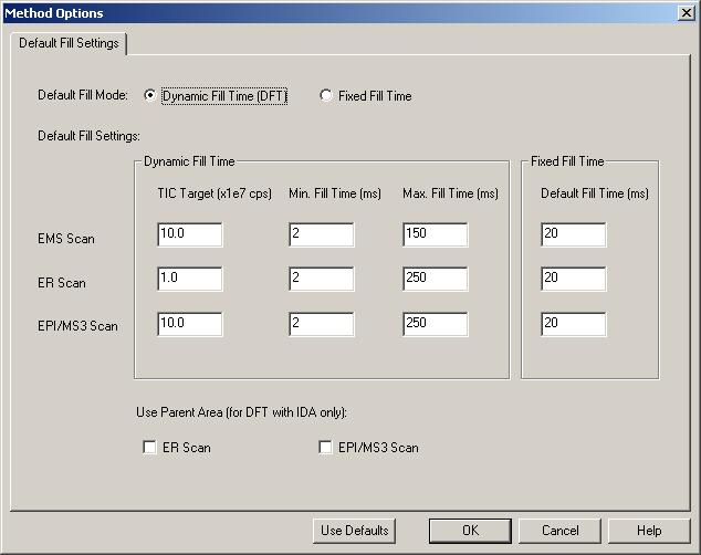 7.3 Dynamic Fill Time Dynamic Fill Time (DFT) is a feature specifically designed to optimize the data obtained in every spectrum for the linear ion trap scan types.