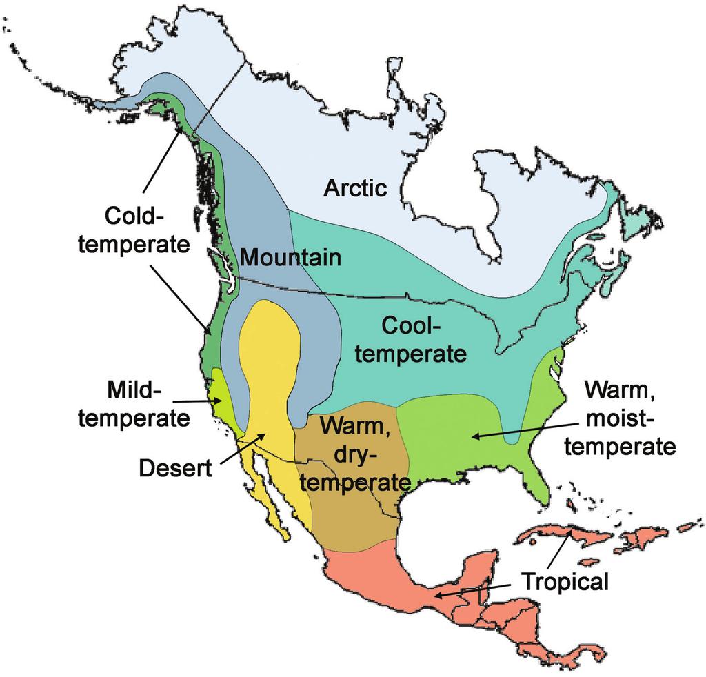 582 UNIT 7: THE DYNAMIC ATMOSPHERE FIGURE 24-3. This map of North America shows climate regions.