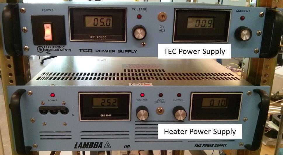 When testing TEGs the electronic load was used while the power supply was used when TECs were tested.