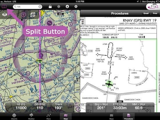 The Map FlyQ EFB has an incredible mapping system that works in both 2D and 3D Synthetic Vision mode.