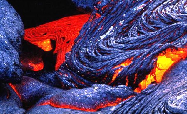 The temperature of a lava flow can be approximated by merely observing its colour.