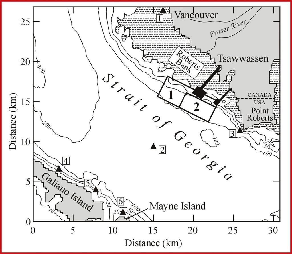 Landslide-generated tsunami: sediments in Strait of Georgia Hypothetical