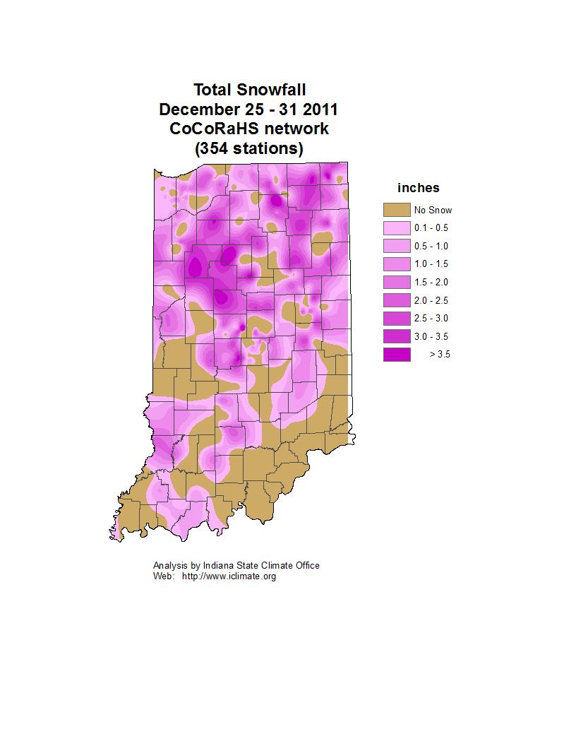 Each of the 4 fronts produced a few tenths inch of precipitation. For the week about 0.6 inch fell across northern Indiana and 0.75 inch in central and southern sections.