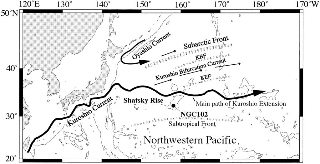K. Ohkushi et al. / Marine Micropaleontology 38 (2000) 119 147 121 Fig. 1. Location map of core NGC102 in the northwestern Pacific.