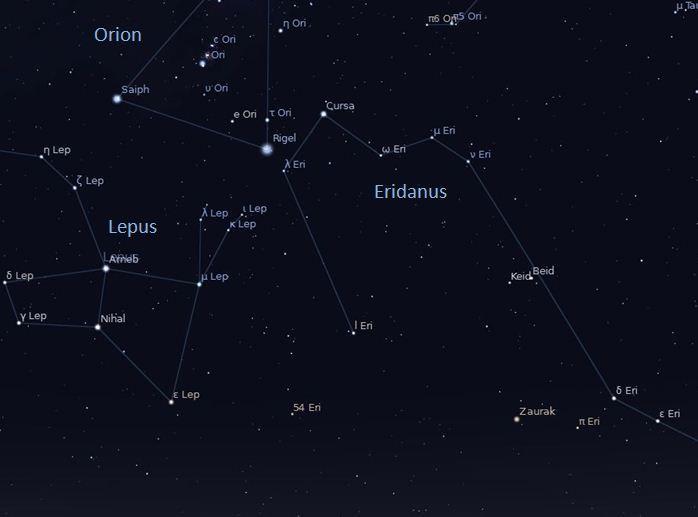 -14- The constellations Lepus, the Hare, and Eridanus, the River to the south and west of Orion Constellations vs.