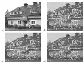 hreshold on value at DOG peak and on ratio o principle curvatures (Harris approach) (a) 33x189 image (b) 83 DOG extrema (c) 79 let ater peak
