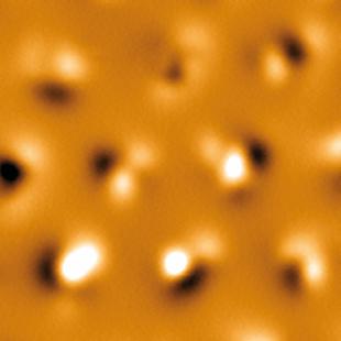 The magnetic image revealing the nanomagnetic structure of the dots was taken in high-resolution MFM mode.