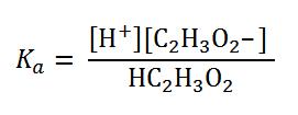 RXN HC 2 H 3 O 2 H+ + C 2 H 3 O 2 Ka Math with weak acids & bases Ex: Calculate the