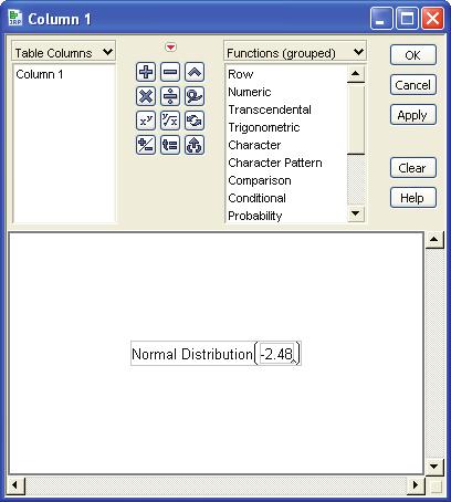 Distribution() is in the Formula Editor just click in the red box and type -2.48.