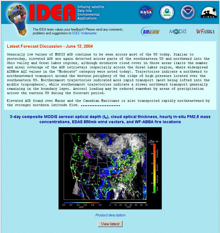 Infusing satellite Data in Environmental Applications (IDEA) http://idea.ssec.wisc.