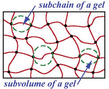 Swelling of Polymer Gels. For simplicity, consider a gel synthesized in the presence of a large amount of solvent. For such gels entanglements between the gel chains are not important.