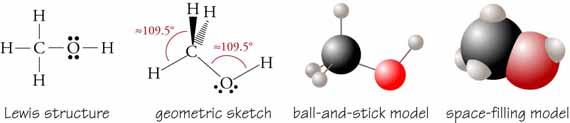 274 Study Guide for An Introduction to Chemistry Review Questions Key 1. Draw a Lewis structure, a geometric sketch, a ball-and-stick model, and a space-filling model for methane, CH 4. See Figure 12.