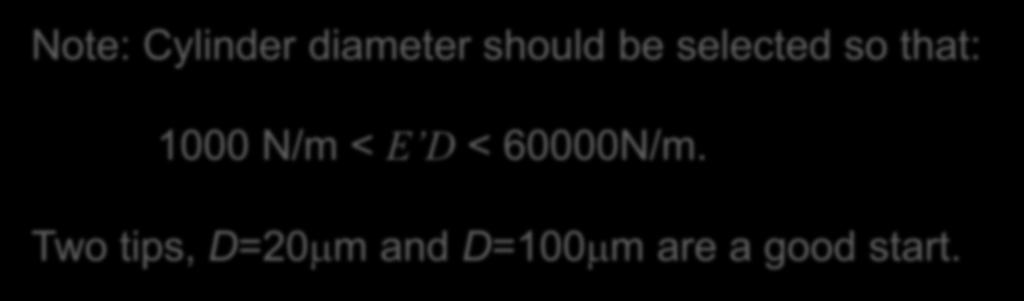 properties Note: Cylinder diameter should be selected so that:
