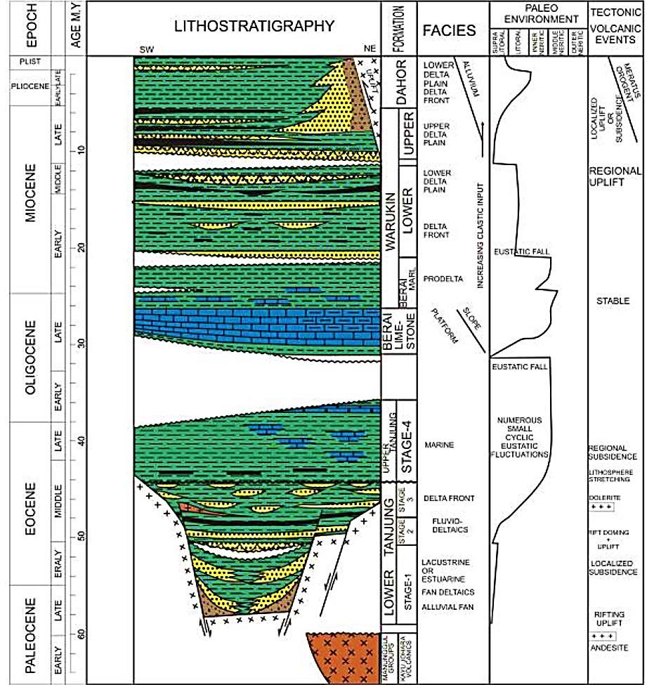 Figure 2 - Regional stratigraphic column of Barito Basin (Kusuma and Darin, 1989).