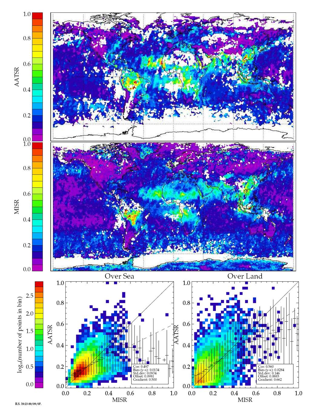 AATSR aerosol optical thickness comparisons with MODIS & MISR