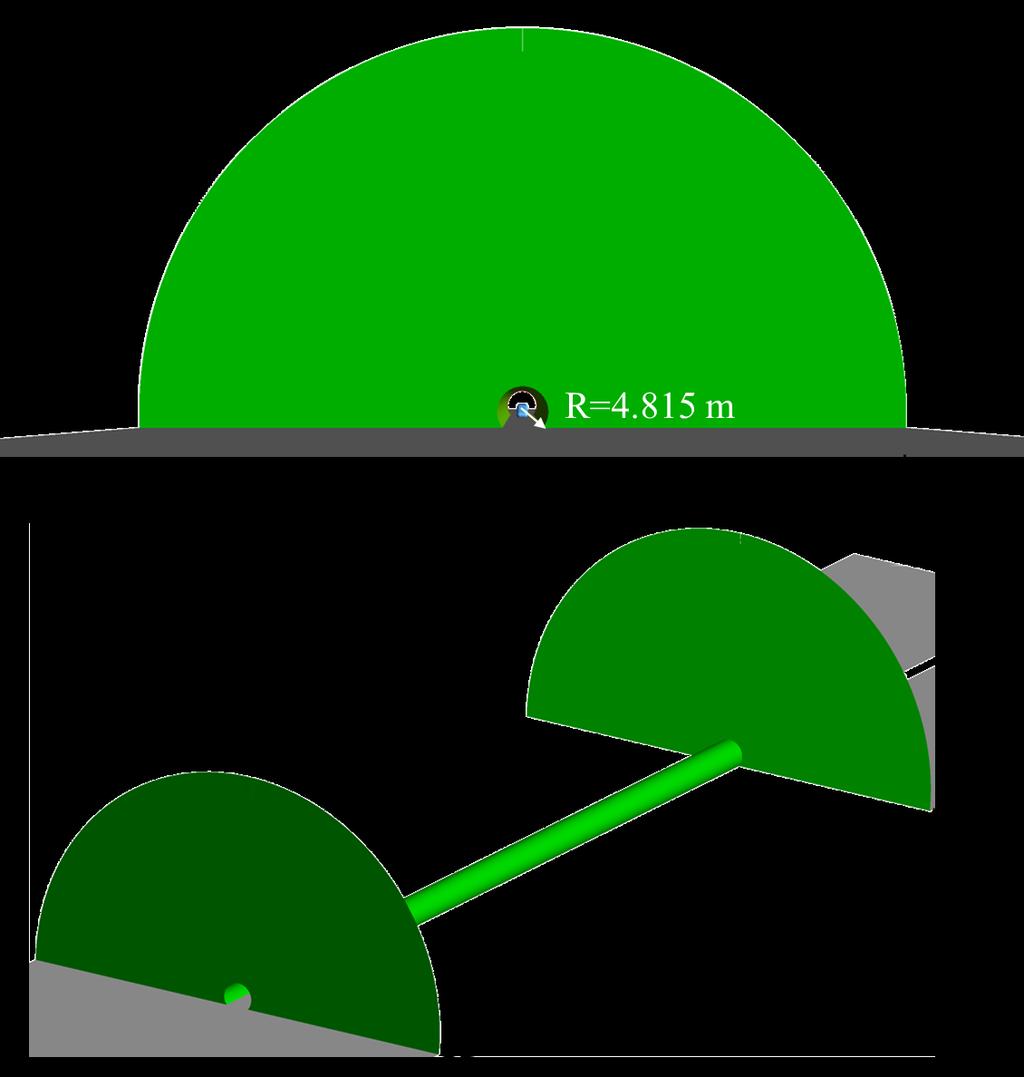 4.3 Tunnel dimensions and lengths The three different tunnel cross sections and lengths used in the generic and ICE 2 train simulations are illustrated in the present section. 4.3.1 Generic tunnel The generic tunnel is of circular cross section with two circular portals.