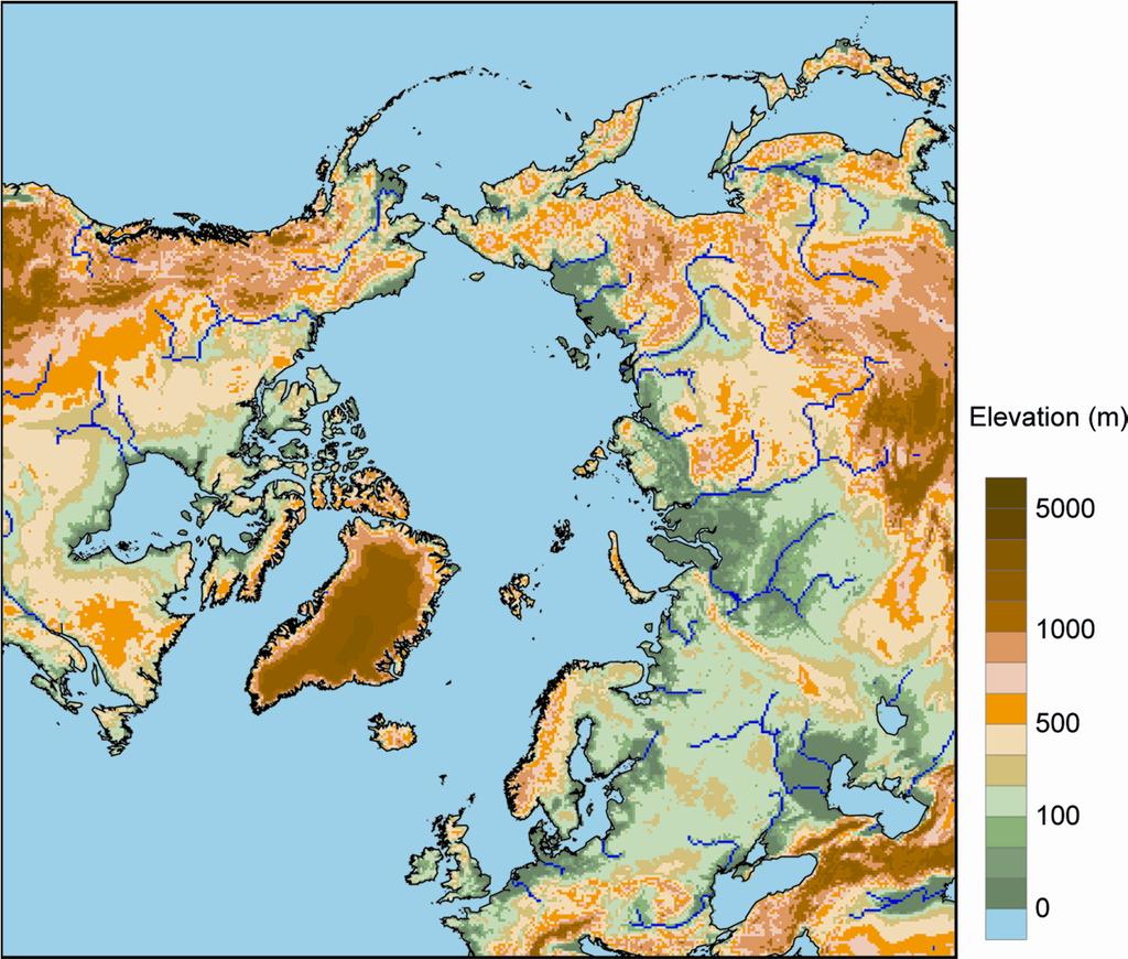 Physiography of the Arctic lands, showing topography and major river
