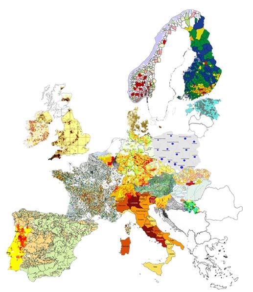 State of knowledge 26 EUR indoor radon survey 25: - Collage of European radon maps published by National Authorities - Measurement techniques and mapping strategies differ between countries - Most