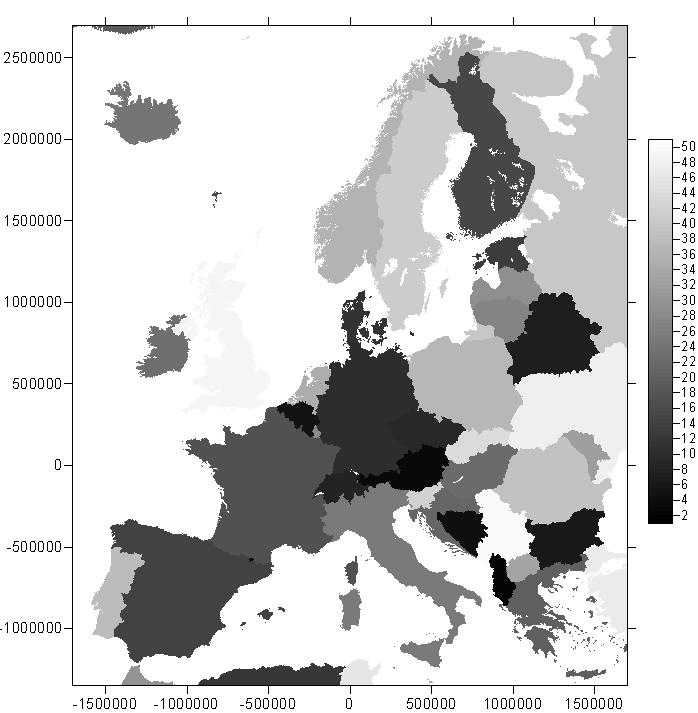 Choosing a suitable European grid Design criteria: - metric grid - projection realistic image of Europe - compatible with other European databases EC NUTS 1 km x 1km raster, country masks Spatial