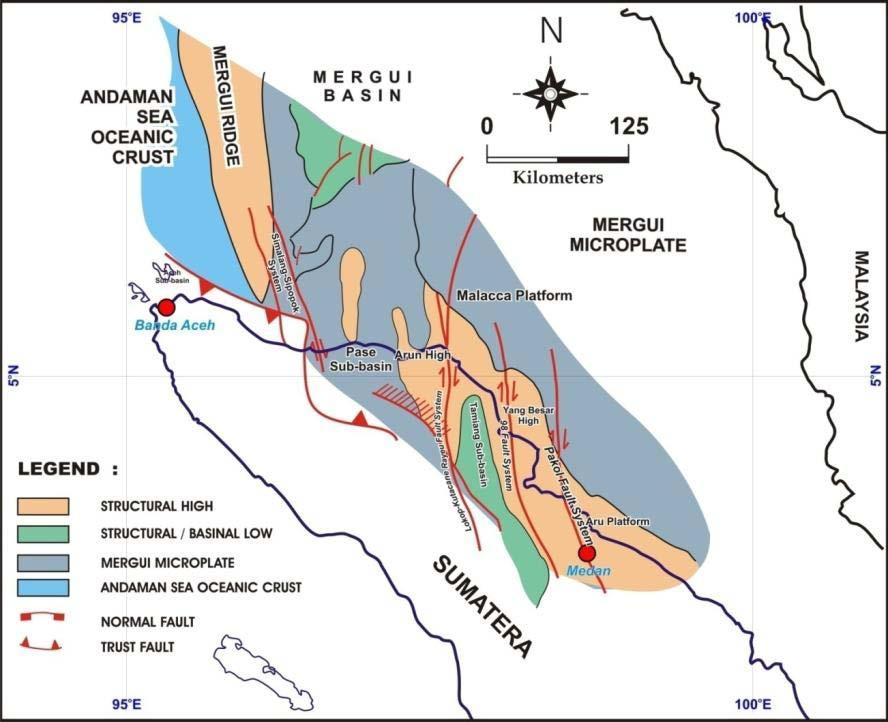 GEOLOGY OF the NORTH SUMATERA BASIN TECTONIC ELEMENTS The main structural elements are dominated by N-S and NW-SE trending direction.