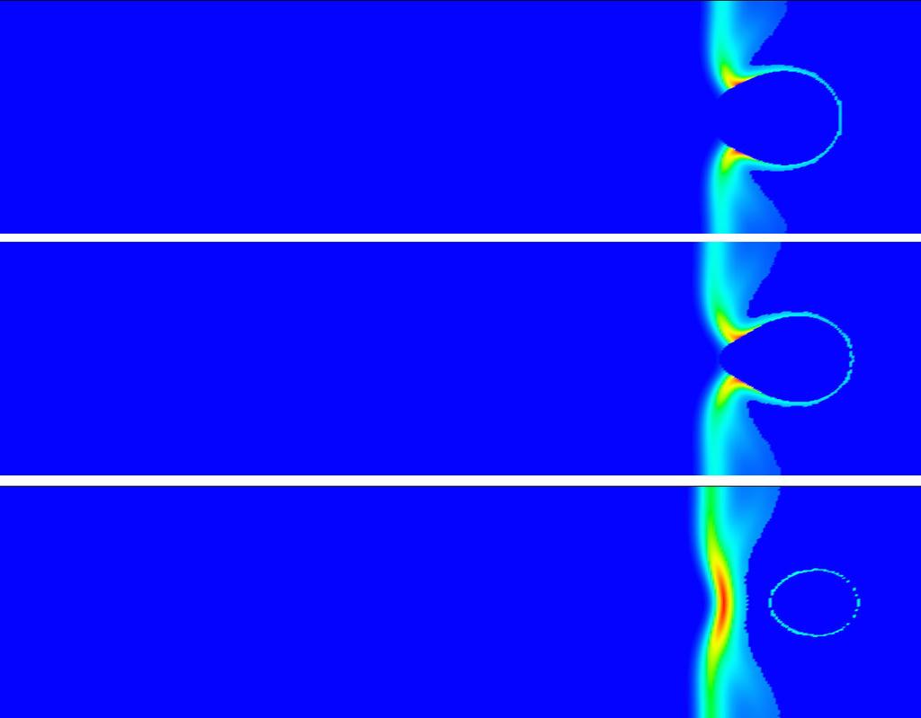 Spray-Flame Dynamics in a Rich Droplet Array 11 Fig. 4 Production term at three instants after ignition (alkane-air spray: ϕ T = 1.2,ϕ G = 0.7,ϕ L = 0.5,s = 6) no oxygen remains in the burnt gases.