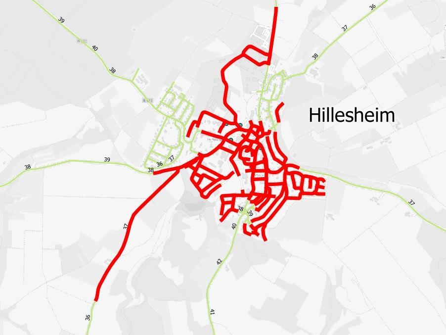 Ex.: Score value in the the rural town Hillesheim for the street segment marked in red Persons residing along the street segment marked in red can reach 8 medical