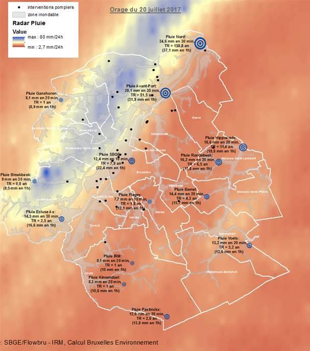 Radar-based rainfall amount over Brussels region