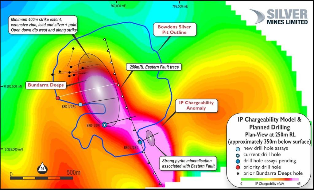 strike and now indicates continuous Bundarra Deeps style mineralisation over a 400 metre strike extent which remains open along strike and down dip.