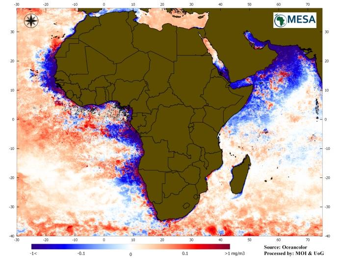 FISHING RESOURCES CONTINENTAL OVERVIEW: Increased primary production in some parts of the western coast of Africa, and higher than normal sea surface temperatures in the South Western Indian Ocean