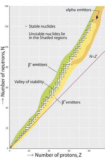 Nuclear Stability There are of order 300 stable isotopes, and thousands of unstable ones Plot shows more and more extra neutrons added as Z increases There are also artificial isotopes