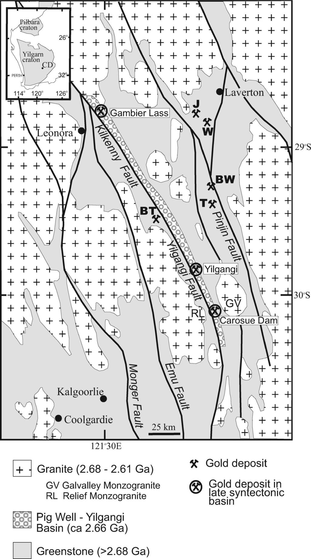 1062 W. K. Witt et al. Figure 1 Geological setting of the Carosue Dam gold camp.