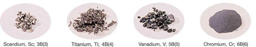 d-block Elements and Their Compounds Scandium (Sc) Titanium (Ti) Vanadium (V) Chromium (Cr) Facts Reacts vigorously with water Resistant to corrosion (protective oxide skin) Requires strong reducing