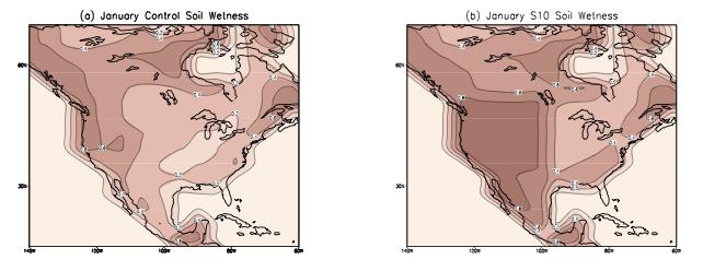 Figure 3. Correlation of soil saturation and precipitation for JJA. Findell and Eltahir [1997] Figure 4.
