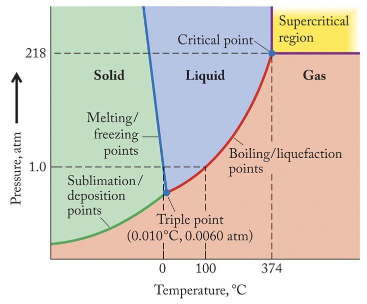 Phase Diagram of Water Triple Point Critical Point Critical Temperature Critical