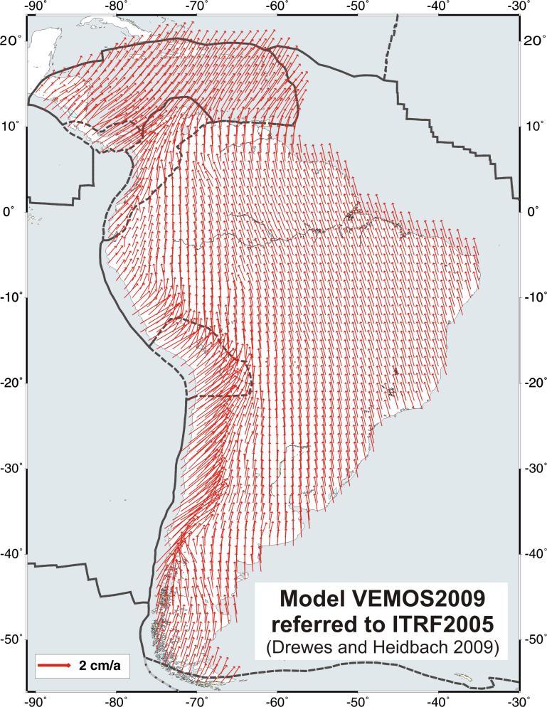 Example: modelling the deformation in South America and the Caribbean VEMOS: Velocity