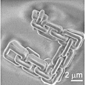 72 2 Nanofabrication by Photons Fig. 2.54 A chain-like 3D structure formed by twophoton polymerization of liquid resin (Reprint from [105] with permission) in the liquid polymer, a 3D solid object can be formed.