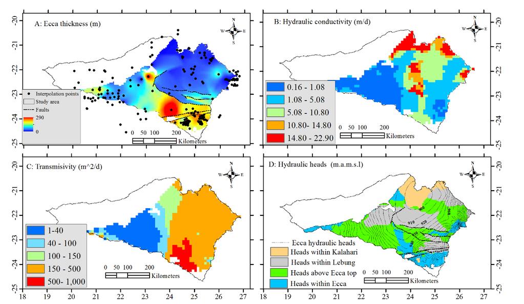 RESULTS & DISCUSSION CONT Hydrostratigraphy, aquifer spatial distribution & aquifer parameters 5: Ecca aquifer Other main aquifers in CKB.