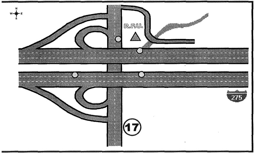 Figure 3. Sensor Locations at the I-7 5 & I -64 Interchange.