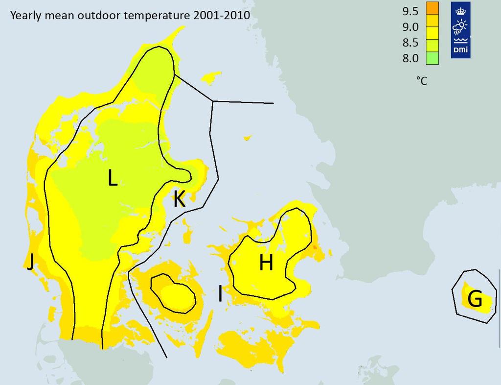 Figure 20 The regions with different outdoor temperatures.